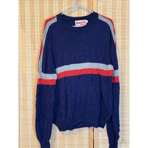 Downhill‎ Racer Mens S Blue Striped Ski Sweater Wool Blend Outdoors Activewear